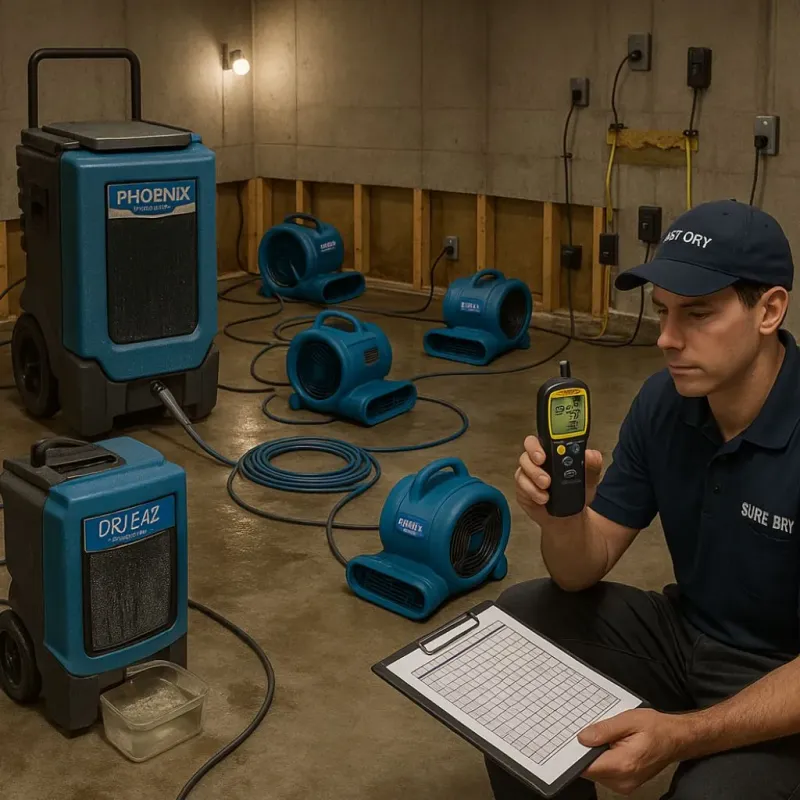 Structural Drying and Dehumidification process in City of Franklin, VA